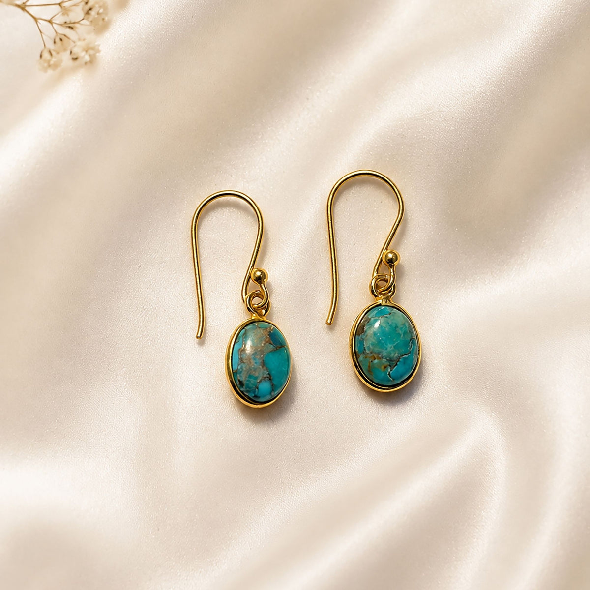 FUSIONARI 925 Sterling Silver Turquoise Gemstone Drop Earrings Jewellery