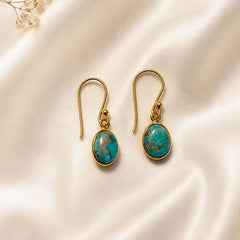 FUSIONARI 925 Sterling Silver Turquoise Gemstone Drop Earrings Jewellery