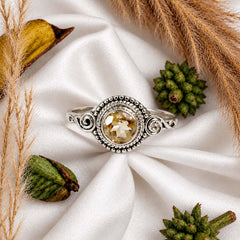 925 Silver Ring Citrine Oval Shape Faceted Cut Bezel Setting