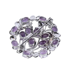 925 Silver Amethyst with blue sapphire Brooch Handcrafted  Stunning Purple Gemstone, Perfect for Adding Elegance to Any Outfit