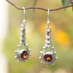 Garnet Silver Earrings