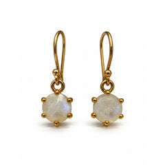 FUSIONARI 925 Sterling Silver Gold Plated Moonstone Gemstone Drop Earrings Jewellery
