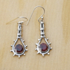 Garnet Silver Earrings