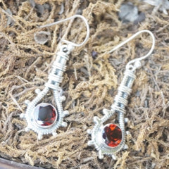 Garnet Silver Earrings
