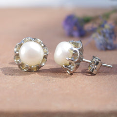 Nirjhar – Pearl Silver Stud Earrings
