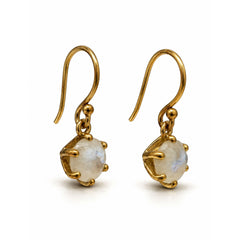 FUSIONARI 925 Sterling Silver Gold Plated Moonstone Gemstone Drop Earrings Jewellery