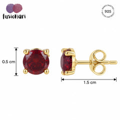 Dana – Garnet Gold-Plated Silver Stud Earrings