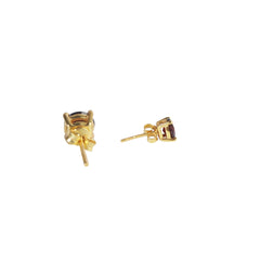 Dana – Garnet Gold-Plated Silver Stud Earrings