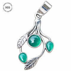 Green Onyx Silver Pendant