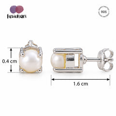 Motiya – Pearl Silver Stud Earrings