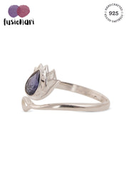 925 Sterling Silver Amethyst Gemstone Lotus Flower Ring