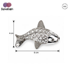 925 Sterling Silver Fish Design Brooch, Detailed Animal Lapel Pin Jewelry for Women
