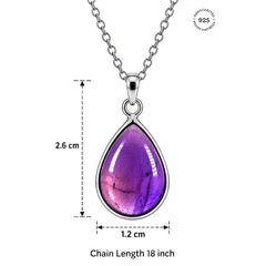 925 Sterling Silver Amethyst Gemstone Teardrop Pendant
