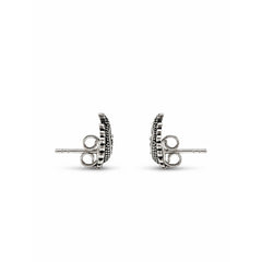 FUSIONARI 925 Sterling Silver Peacock Oxidised Traditional Tribal Bird Stud Earrings