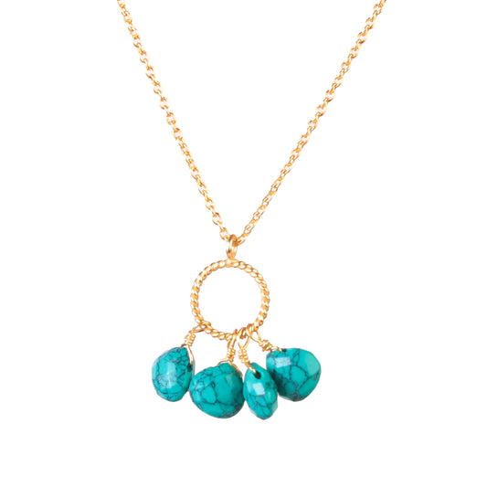 925 Sterling Silver Gold Plated Turquoise Pendant Necklace with 18" Chain for Women | Gemstone Jewelry | Boho Fashion Gift