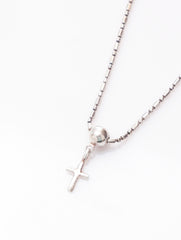 925 Sterling Silver Bead Chain With Cross Pendant Bracelet for Women and Girls