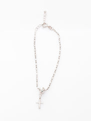 925 Sterling Silver Bead Chain With Cross Pendant Bracelet for Women and Girls