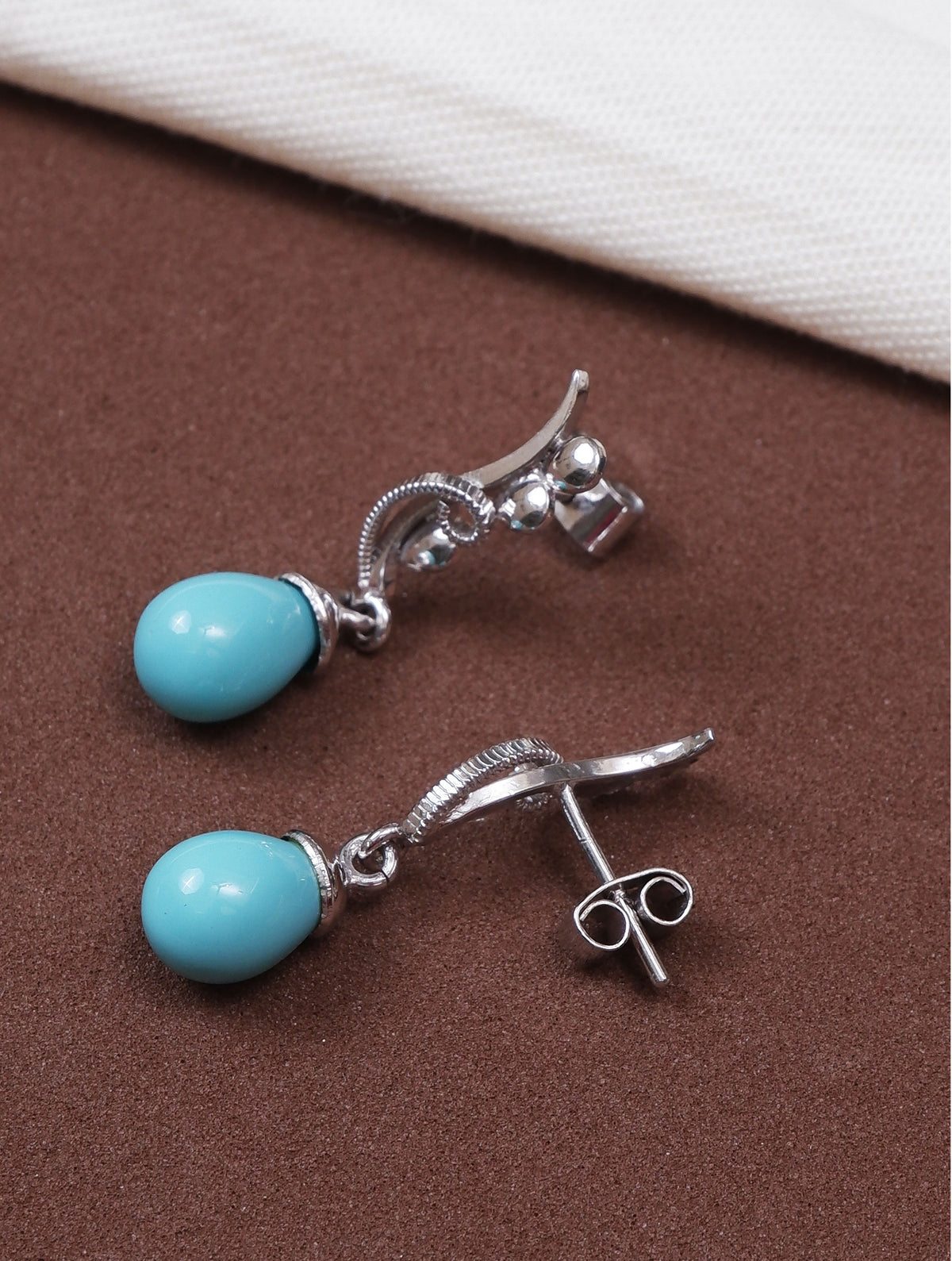 925 Sterling Silver Larimar Gemstone Drop Earrings for Women