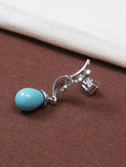 925 Sterling Silver Larimar Gemstone Drop Earrings for Women