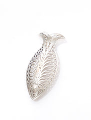 925 Sterling Silver Fish Design Leaf Brooch Pin for Women GIrls