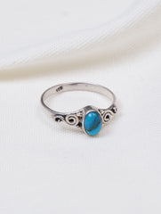 925 Sterling Silver Turquoise Gemstone Ring for Women with Handmade Traditional Inspired Design