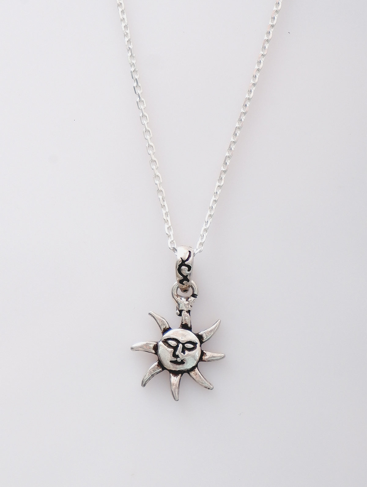 925 Sterling Silver Handmade Sun Face Pendant for Women and Girls
