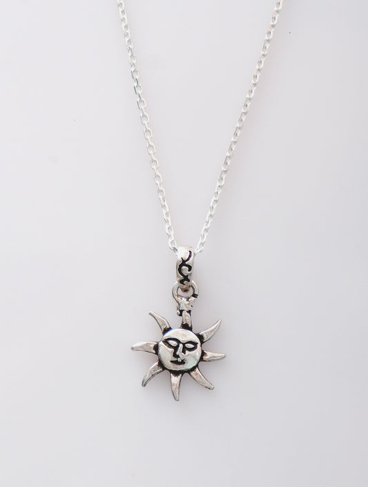 925 Sterling Silver Handmade Sun Face Pendant for Women and Girls