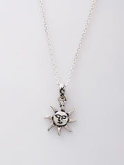 925 Sterling Silver Handmade Sun Face Pendant for Women and Girls