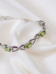 925 Sterling Silver Peridot Gemstone Tennis Bracelet for Women & Girls