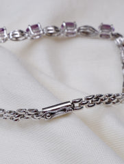 925 Sterling Silver Amethyst Bracelet with AD Zircon Accents For Women & Girls