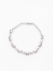 925 Sterling Silver Amethyst Bracelet with AD Zircon Accents For Women & Girls