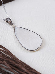 925 Sterling Silver Handmade Scolecite Gemstone Teardrop Pendant for Women and Girls