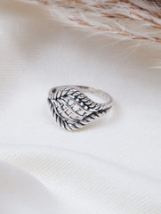 925 Sterling Silver Leaf Pattern Ring for Women Handmade Decorative Silver Jewelry