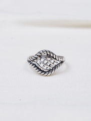 925 Sterling Silver Leaf Pattern Ring for Women Handmade Decorative Silver Jewelry