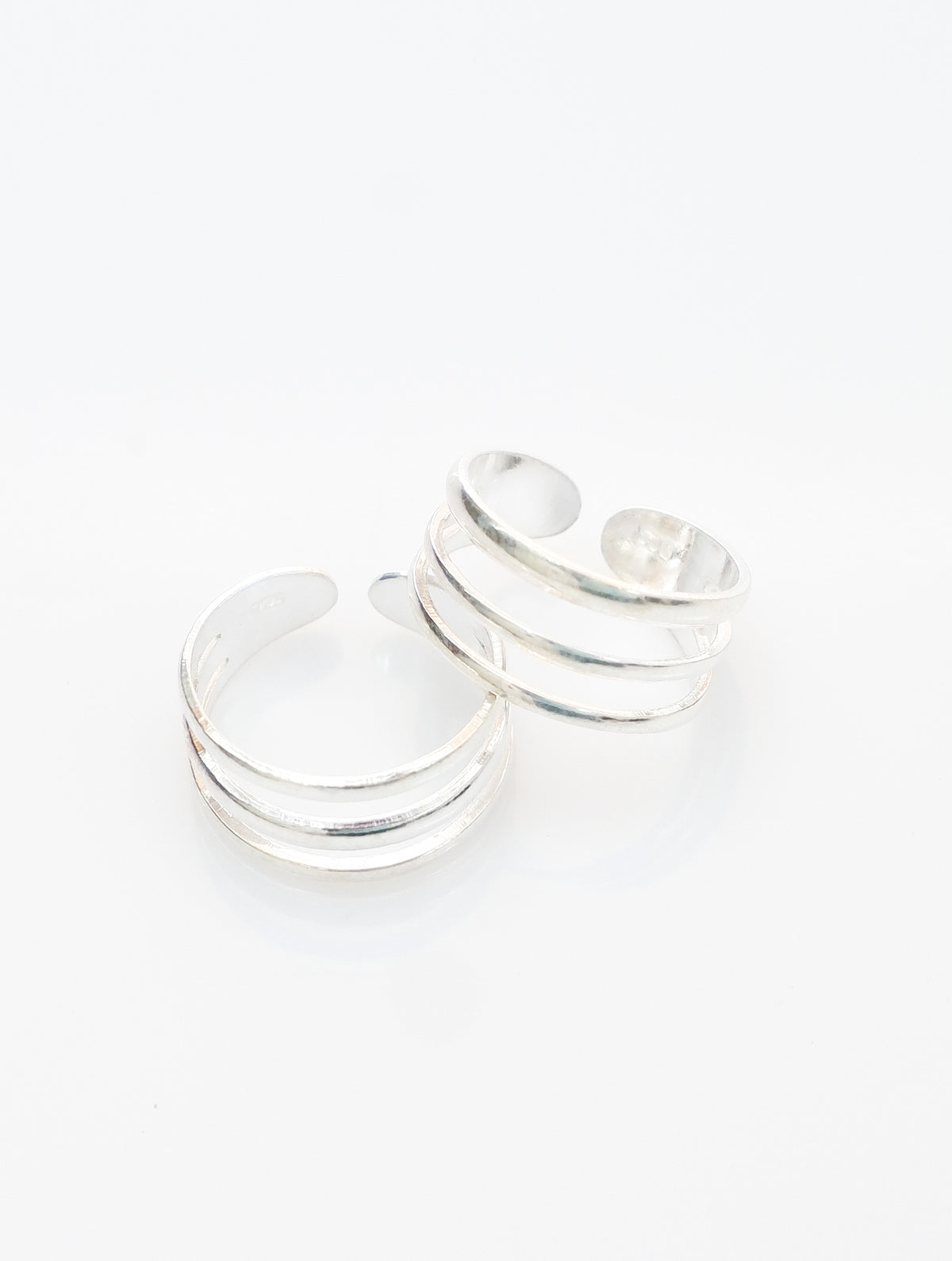 925 Sterling Silver Adjustable Toe Ring for Women, Intricate Multi Band Layered Design