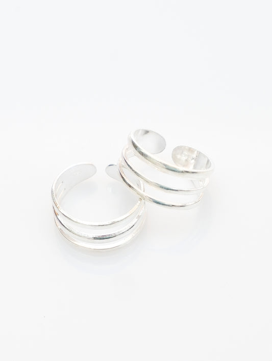 925 Sterling Silver Adjustable Toe Ring for Women, Intricate Multi Band Layered Design