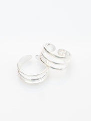 925 Sterling Silver Adjustable Toe Ring for Women, Intricate Multi Band Layered Design