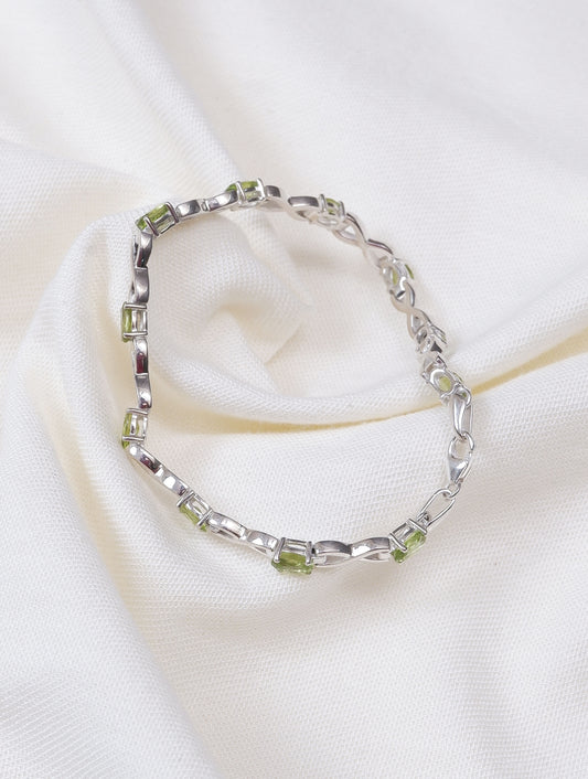 925 Sterling Silver Peridot Gemstone Tennis Bracelet for Women & Girls