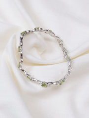 925 Sterling Silver Peridot Gemstone Tennis Bracelet for Women & Girls