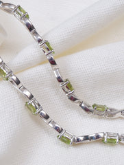 925 Sterling Silver Peridot Gemstone Tennis Bracelet for Women & Girls