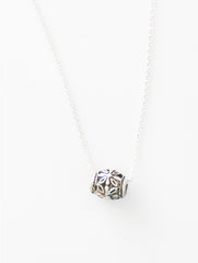925 Sterling Silver Hamdmade Barrel Shaped Floral Bead Pendant for Women and Girls