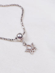 925 Sterling Silver Bead Chain With Flower Pendant Bracelet for Women and Girls