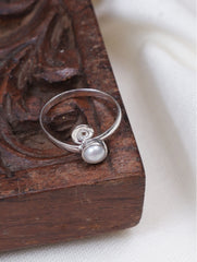 925 Sterling Silver Pearl Gemstone Toe Ring for Women Spiral Open Design Adjustable Toe Jewelry