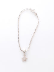 925 Sterling Silver Bead Chain With Flower Pendant Bracelet for Women and Girls