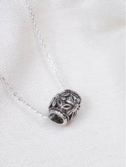 925 Sterling Silver Hamdmade Barrel Shaped Floral Bead Pendant for Women and Girls