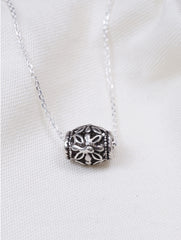 925 Sterling Silver Hamdmade Barrel Shaped Floral Bead Pendant for Women and Girls