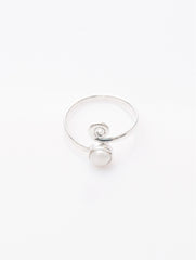 925 Sterling Silver Pearl Gemstone Toe Ring for Women Spiral Open Design Adjustable Toe Jewelry