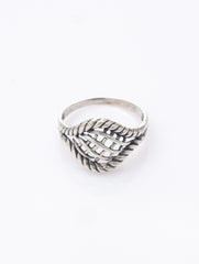 925 Sterling Silver Leaf Pattern Ring for Women Handmade Decorative Silver Jewelry