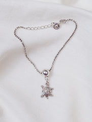 925 Sterling Silver Bead Chain With Turtle Pendant Bracelet for Women and Girls