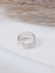 925 Sterling Silver Adjustable Toe Ring for Women, Intricate Multi Band Layered Design